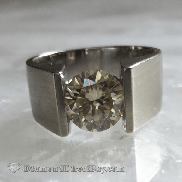 Mens Ring 2.66 Fancy Yellow Moissanite Diamond Tension Set Ring Size 10.5 Mens Rings