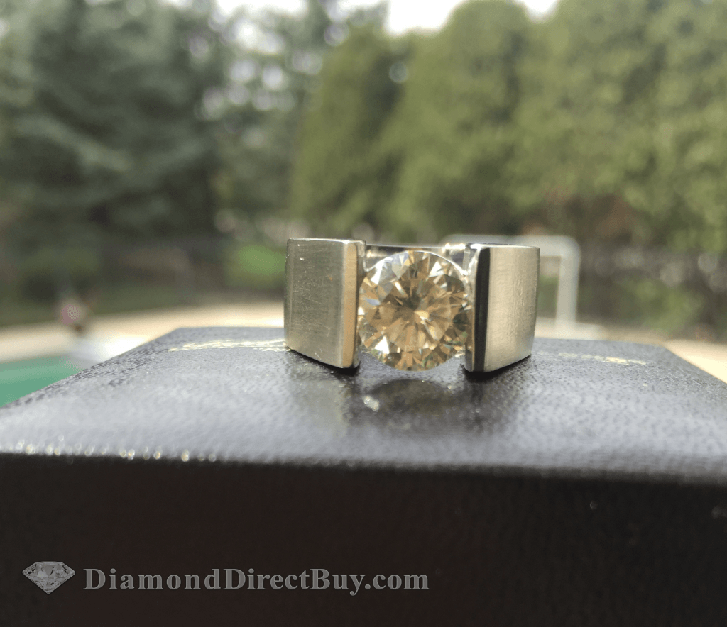 Mens Ring 2.66 Fancy Yellow Moissanite Diamond Tension Set Ring Size 10.5 Mens Rings