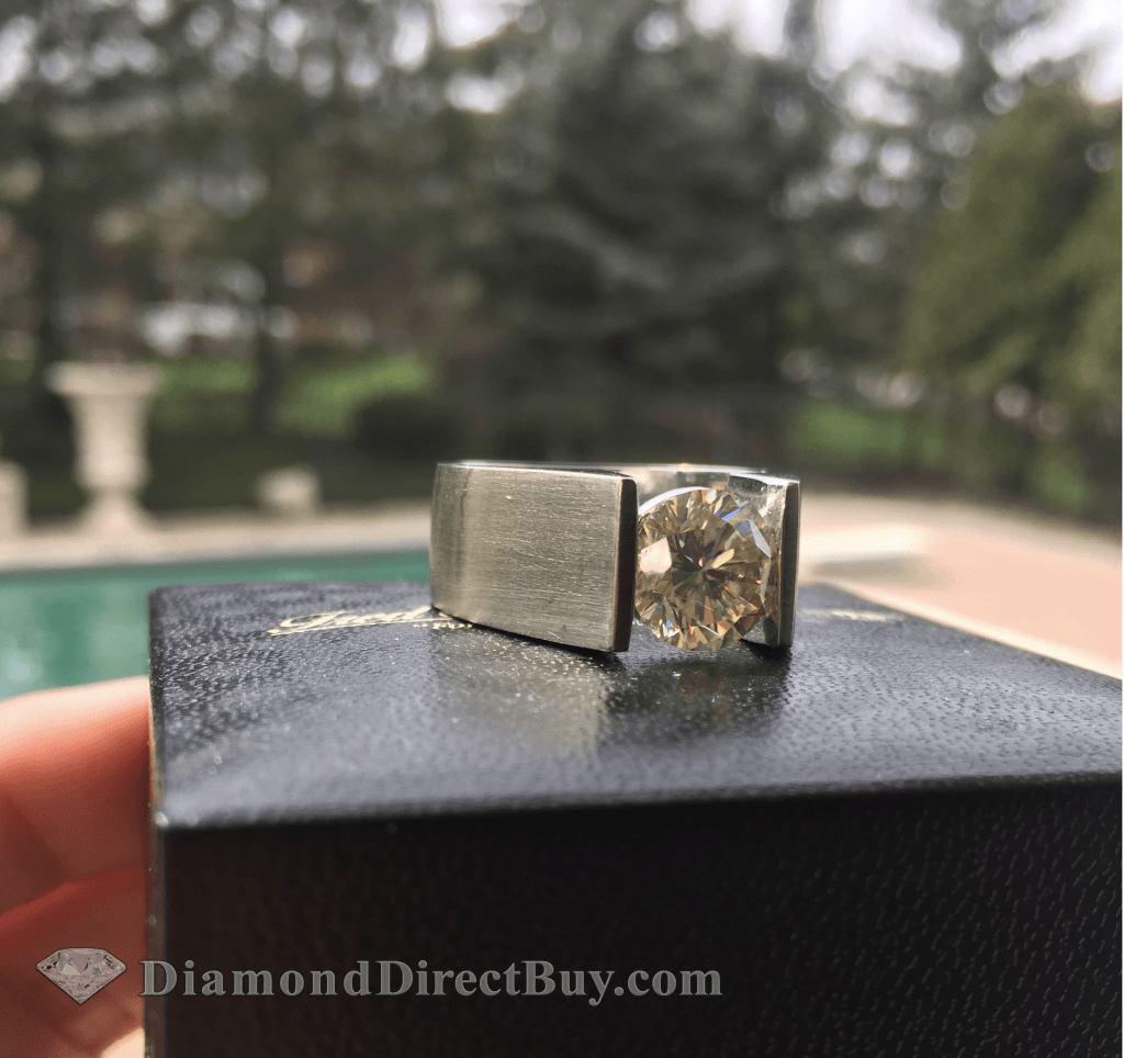 MEN'S RING 2.66 Fancy Yellow  Moissanite Diamond Tension set Ring size  10.5 $2950