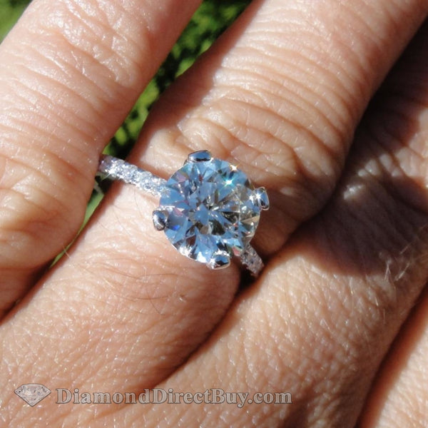 Pave Diamond Band Solitaire Engagement Rings