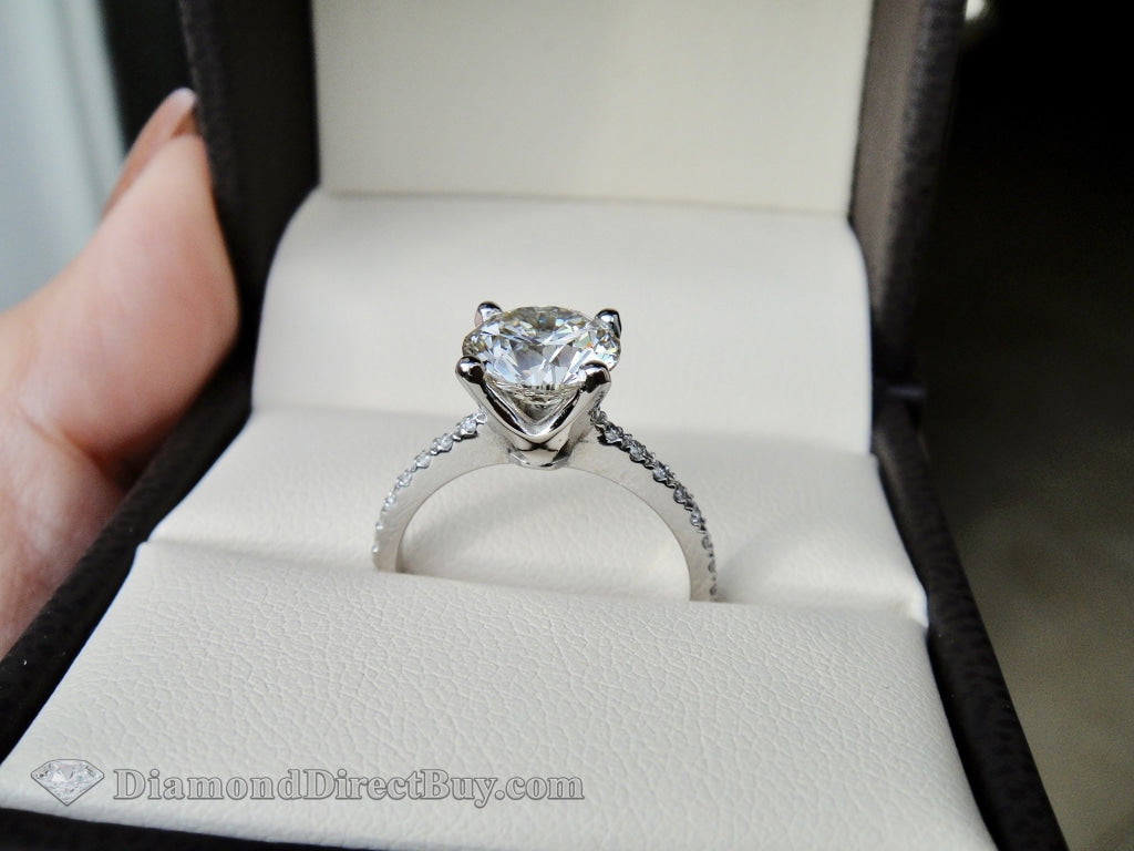 Pave Diamond Band Solitaire Engagement Rings