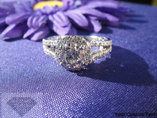 1.40 G Vs2 Round Halo Split Ring Engagement Rings
