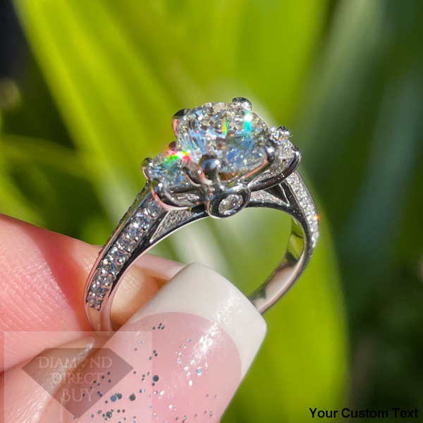 1.40Pave Style Diamond Ring 1.10 Center Engagement Rings
