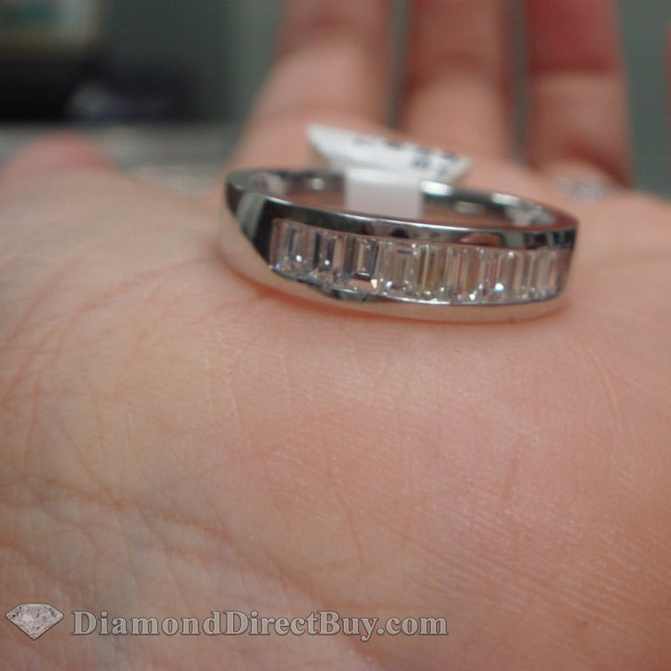 Vertical baguette Platinum Mens ring - Main Image