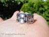 White Gold Men Band With Emeralds Mens Rings